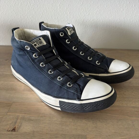 Converse All Star Chuck Taylor High Top Dark Blue Rubber Laces 166337F Mens 12 - Picture 1 of 12